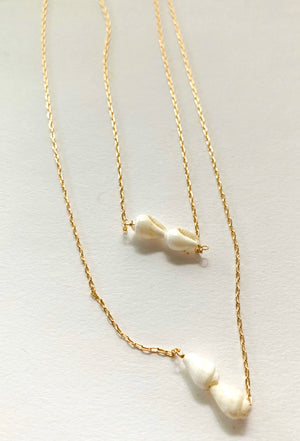 TWO TINY VINTAGE SEASHELL NECKLACE