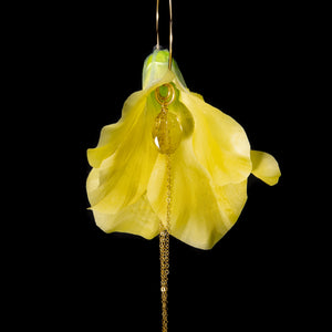 YELLOW HIBISCUS WITH TOPAZ - SINGLE EARRING
