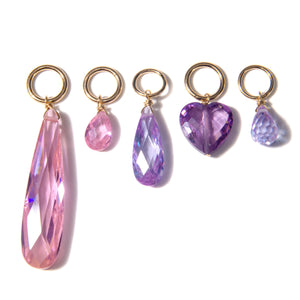 VINTAGE CUBIC ZIRCONIUM CHARMS - PURPLES & PINKS