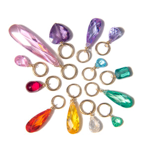 VINTAGE CUBIC ZIRCONIUM CHARMS - RED, ORANGE, YELLOW