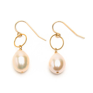 Freshwater Pearl on Petite Hoop Earrings