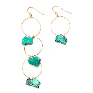 Vintage Mexican Turquoise Hoop Earrings