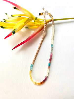 JAPANESE PEARL ACCENTED ETERNAL RAINBOW NECKLACE