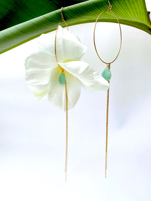 WHITE GLADIOLA AND AMAZONITE EARRINGS