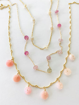 Pink Opal Chandelier Necklace