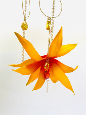 SUNSET ORCHID AND VINTAGE SWAROVSKI CRYSTAL EARRINGS
