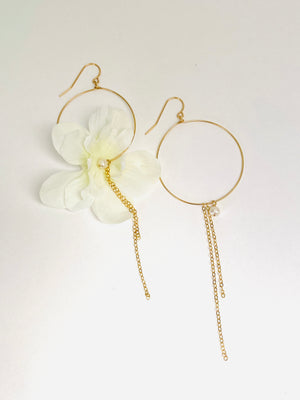 DAINTY WHITE DELPHINIUM AND TINY PEARL EARRINGS