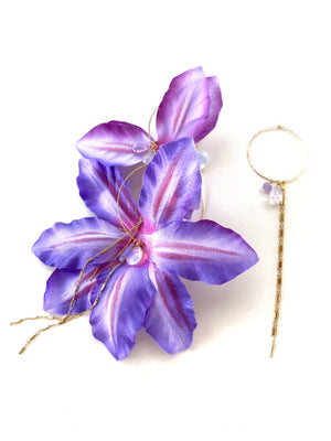 LILAC CLEMATIS SILK FLOWER EARRING