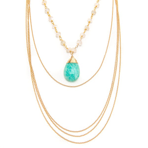 Layered Amazonite and Saloni Moonstone Necklace