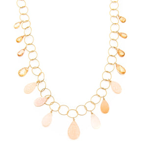 Druzy and Imperial Topaz Link Necklace