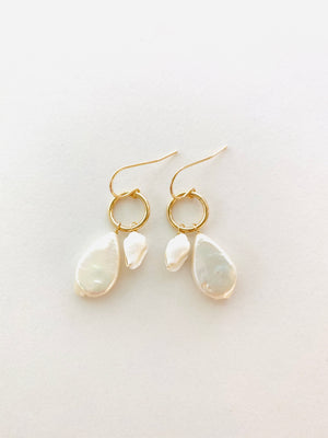 PEARL AND SEASHELL TINIEST HOOP EARRINGS